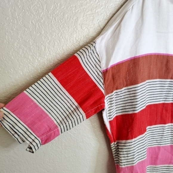 Holding Horses Anthro Monroe Striped Button Down Oversized Top Blouse Size XS/S - Picture 5 of 8